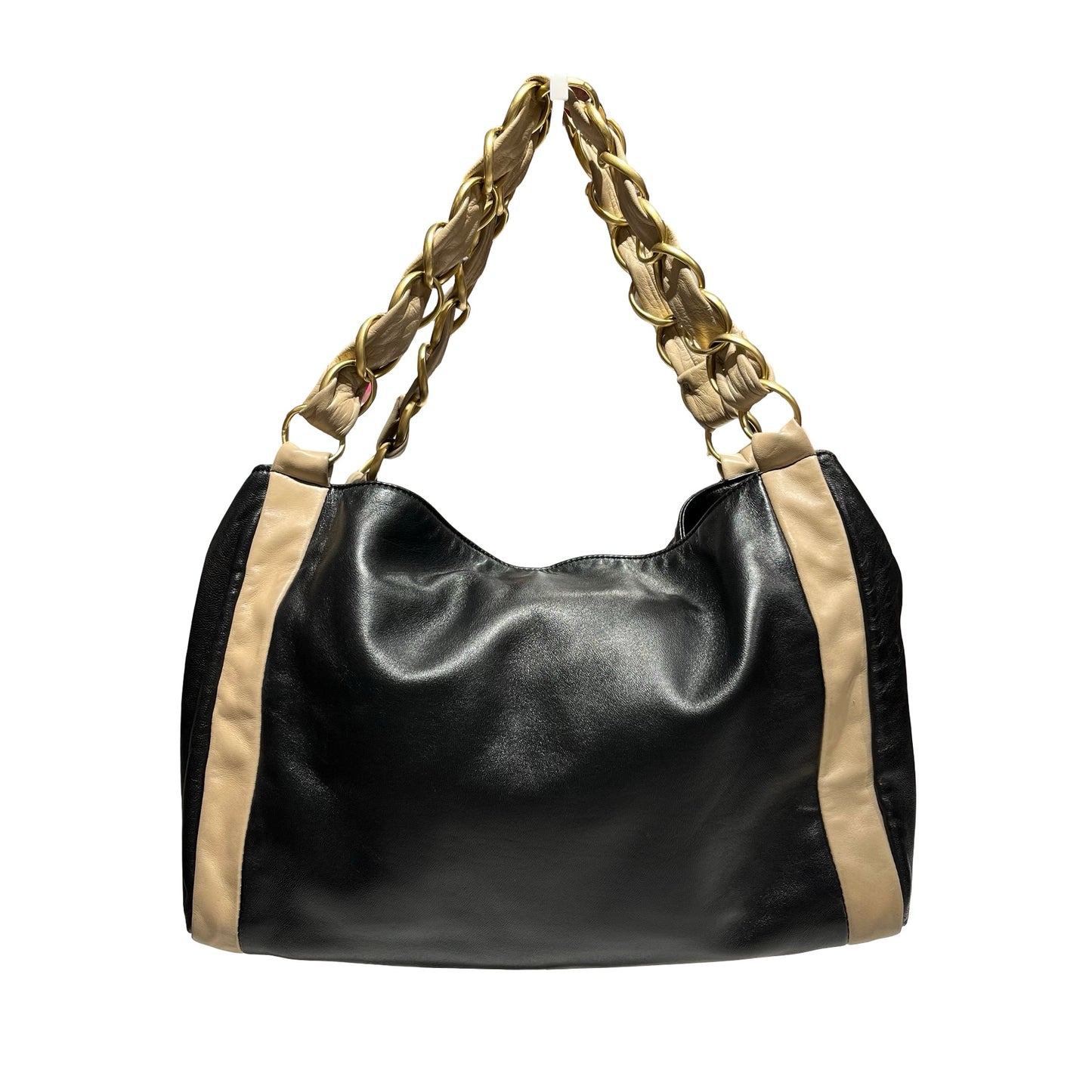 Chanel Shoulder Bag Black Beige Gold [3001098]
