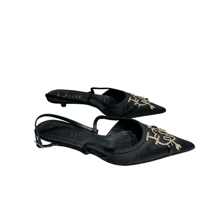 DIOR FLATS BLACK SILK PHW [3001114]