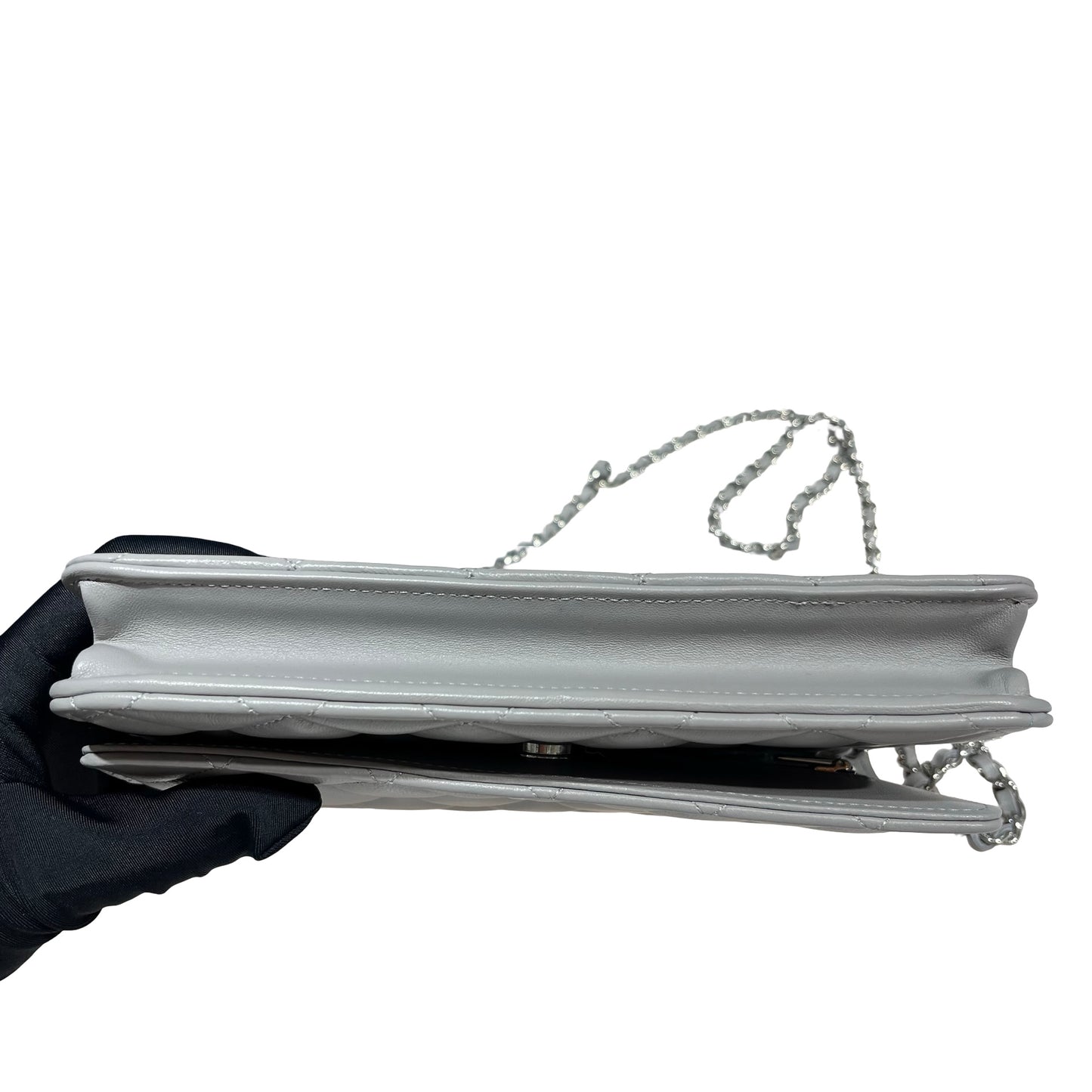 CHANEL GREY PHW WALLET ON CHAIN [3000626]
