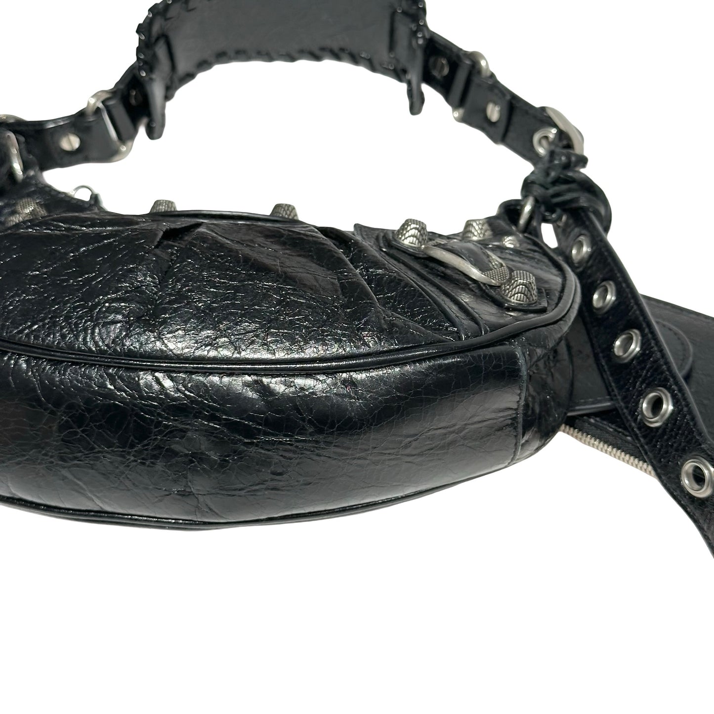 BALENCIAGA LE CAGOLE XS BLACK CALFSKIN PHW SHOULDER BAG [3000642]