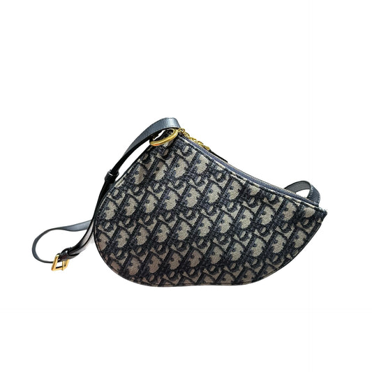 DIOR SADDLE RODEO POUCH BLUE OBLIQUE JACQUARD GHW [3001020]