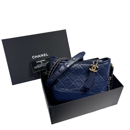 CHANEL GABRIELLE SMALL NAVY CHAIN SHOULDER BAG[3000221]