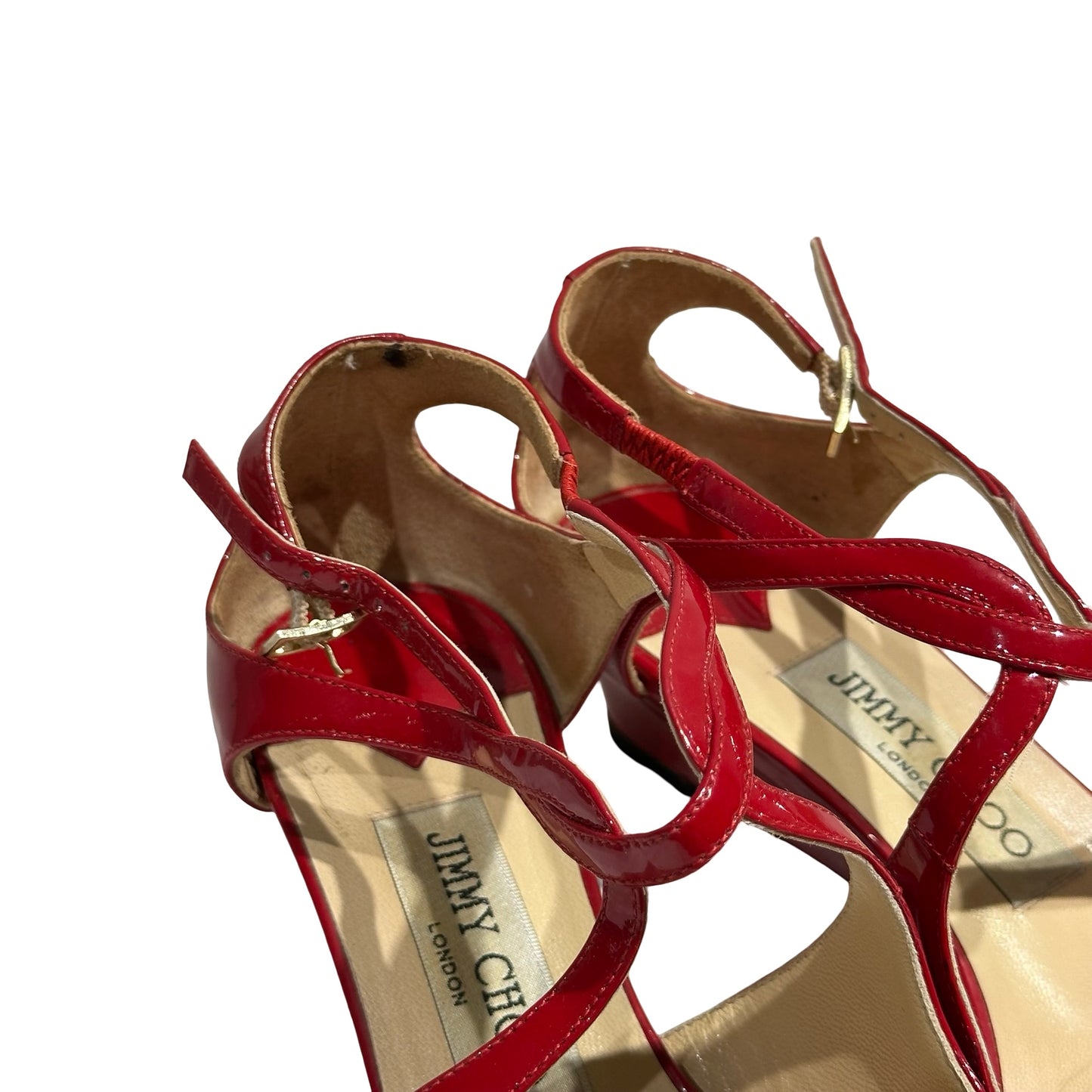 JIMMY CHOO PATENT SANDAL HEELS [3001113]