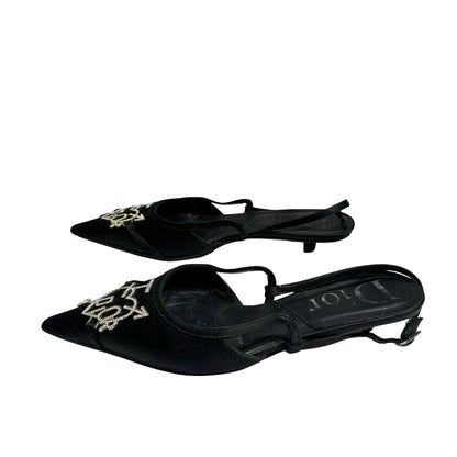 DIOR FLATS BLACK SILK PHW [3001114]