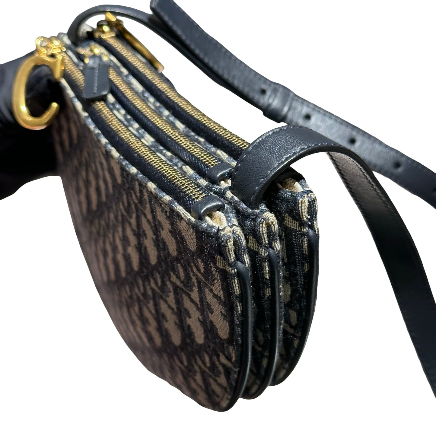 DIOR SADDLE RODEO POUCH BLUE OBLIQUE JACQUARD GHW [3001020]