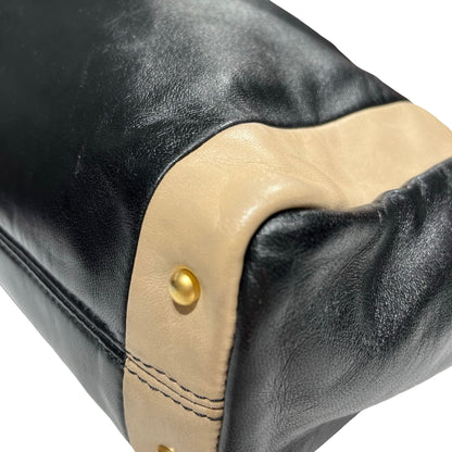 Chanel Shoulder Bag Black Beige Gold [3001098]