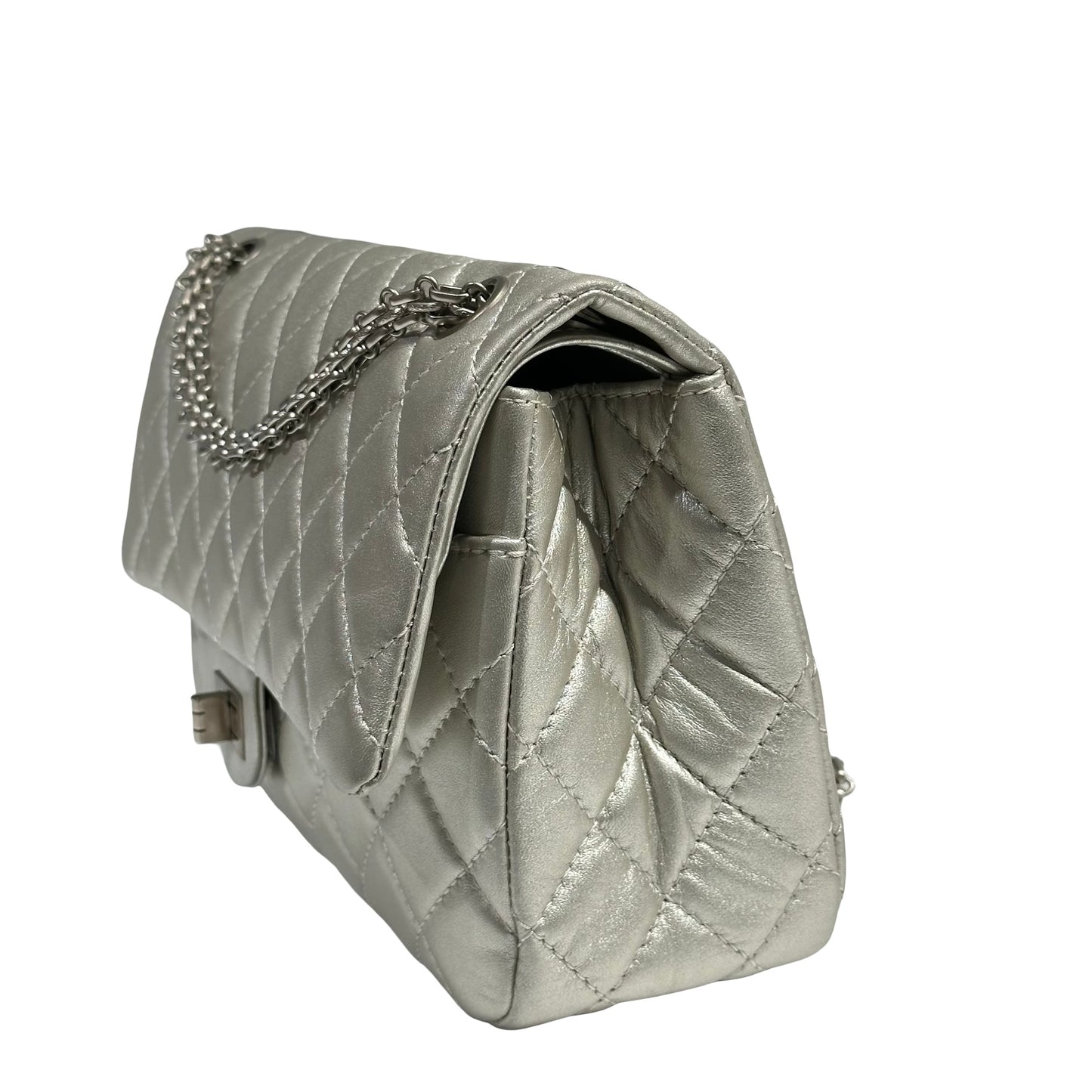 CHANEL SILVER PHW 2.55 DOUBLE FLAP BAG MEDIUM [3000275]