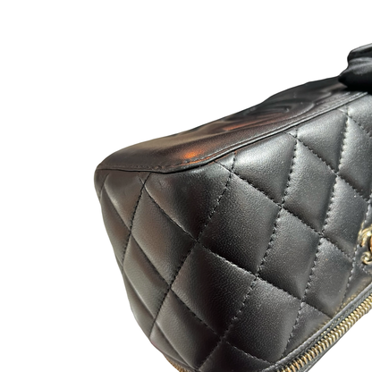 CHANEL VANITY CASE BLACK LAMBSKIN GHW [3000610]