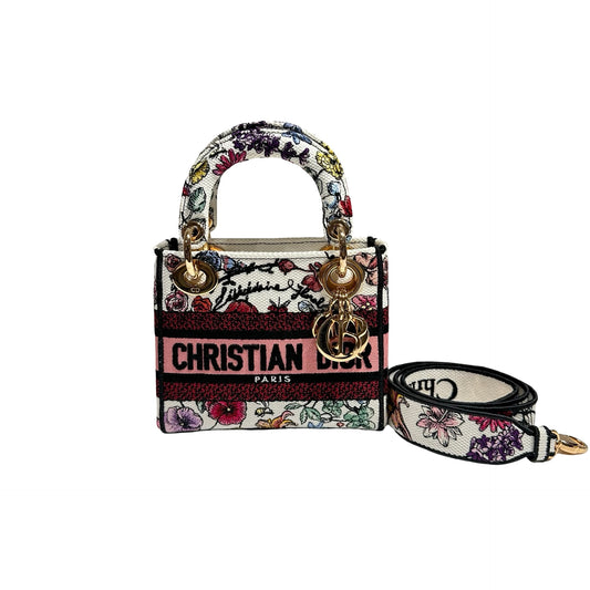 DIOR MINI LADY D-LITE CANVAS MULTICOLOR FLORILEGIO EMBROIDERY GHW [3000163]