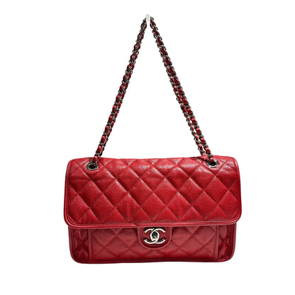 CHANEL CHAIN SHOULDER BAG RED CAVIAR SKIN PHW [3001111]