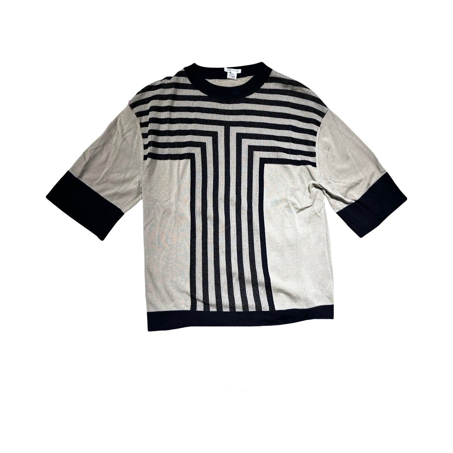 HERMES BLACK&BEIGE STRIPED SWEATER [20000272]