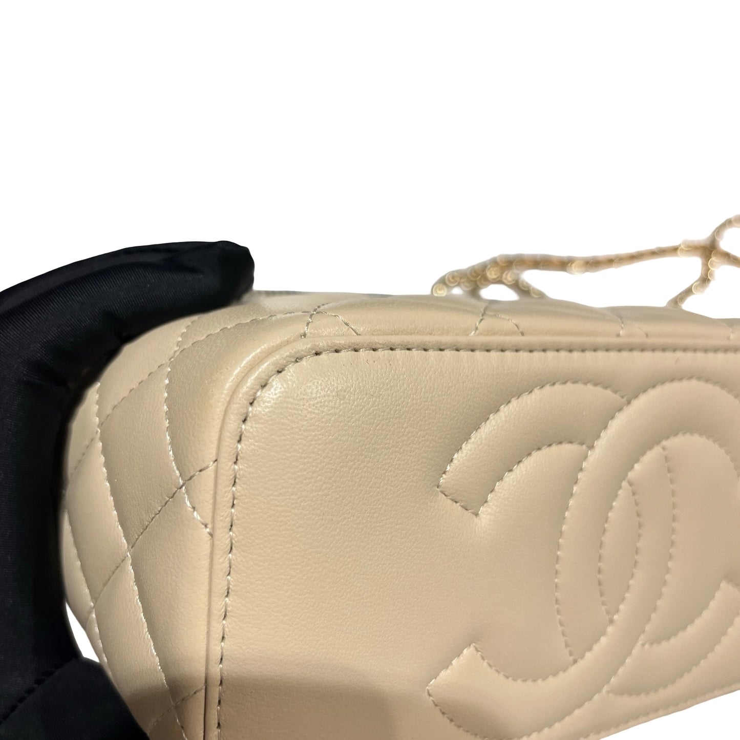 CHANEL BEIGE GHW VANITY WITH HANDLE [3000689]