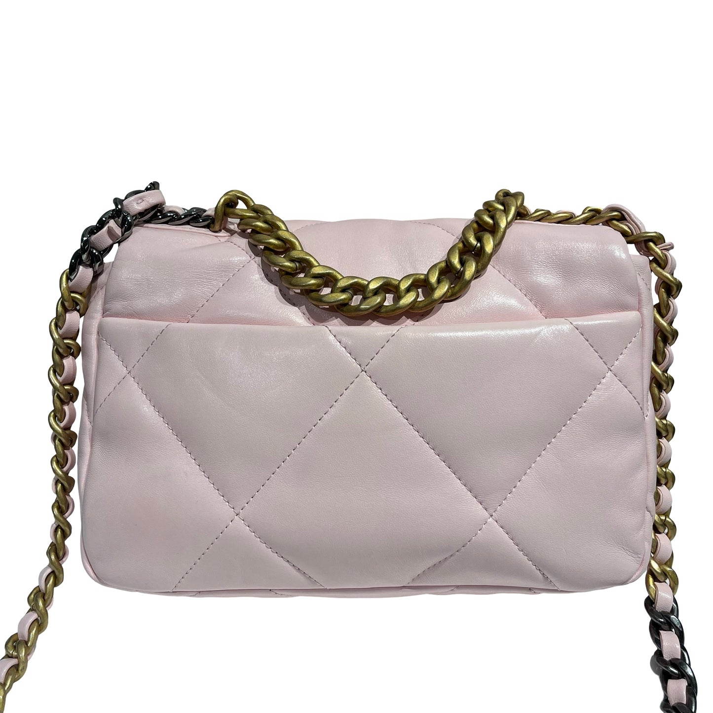 CHANEL 19 SMALL SIZE BABY PINK GHW CHAIN SHOULDER BAG[3001185]