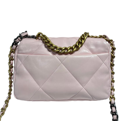 CHANEL 19 SMALL SIZE BABY PINK GHW CHAIN SHOULDER BAG[3001185]