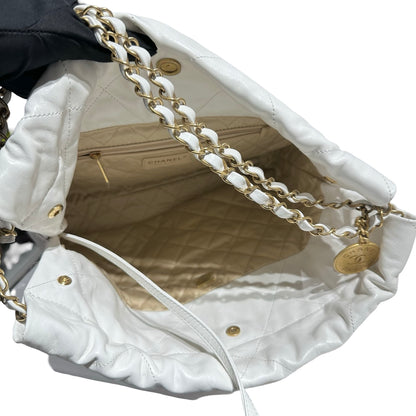 CHANEL 22 SMALL WHITE GHW [3001041]