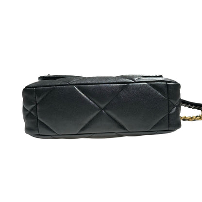 CHANEL 19 SMALL BLACK GHW LAMBSKIN [30001040]