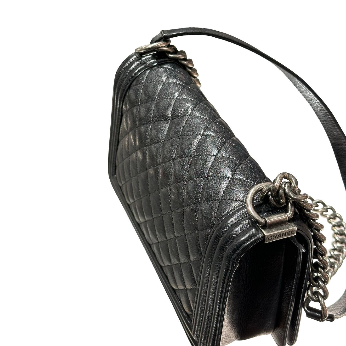 CHANEL LE BOY 25 BLACK CAVIAR PHW [3000597]