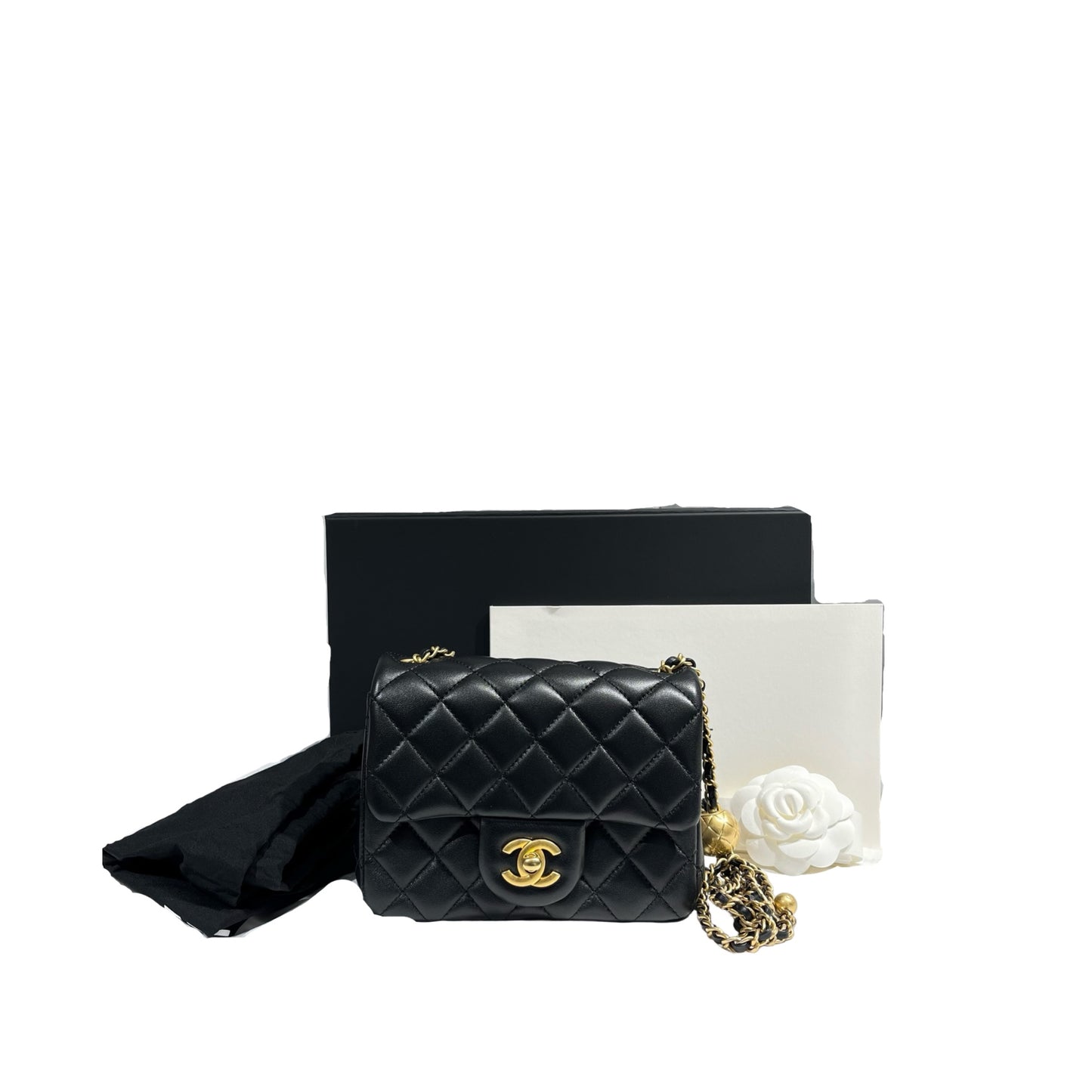 CHANEL MINI FLAP 17CM WITH GOLD BALL [3001177]