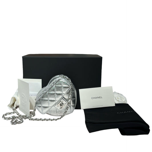 CHANEL SILVER HEART CHAIN SHOULDER BAG [3000624]