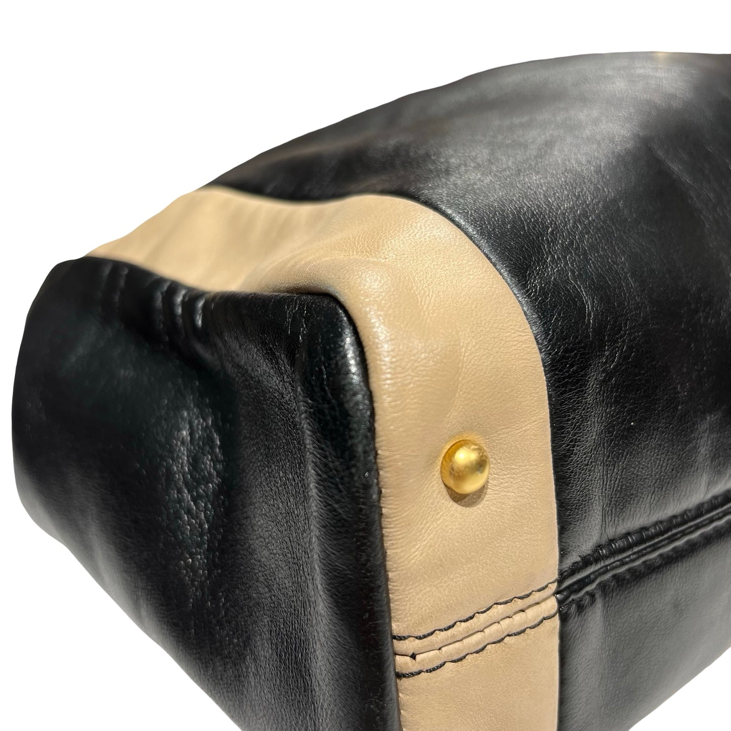 Chanel Shoulder Bag Black Beige Gold [3001098]