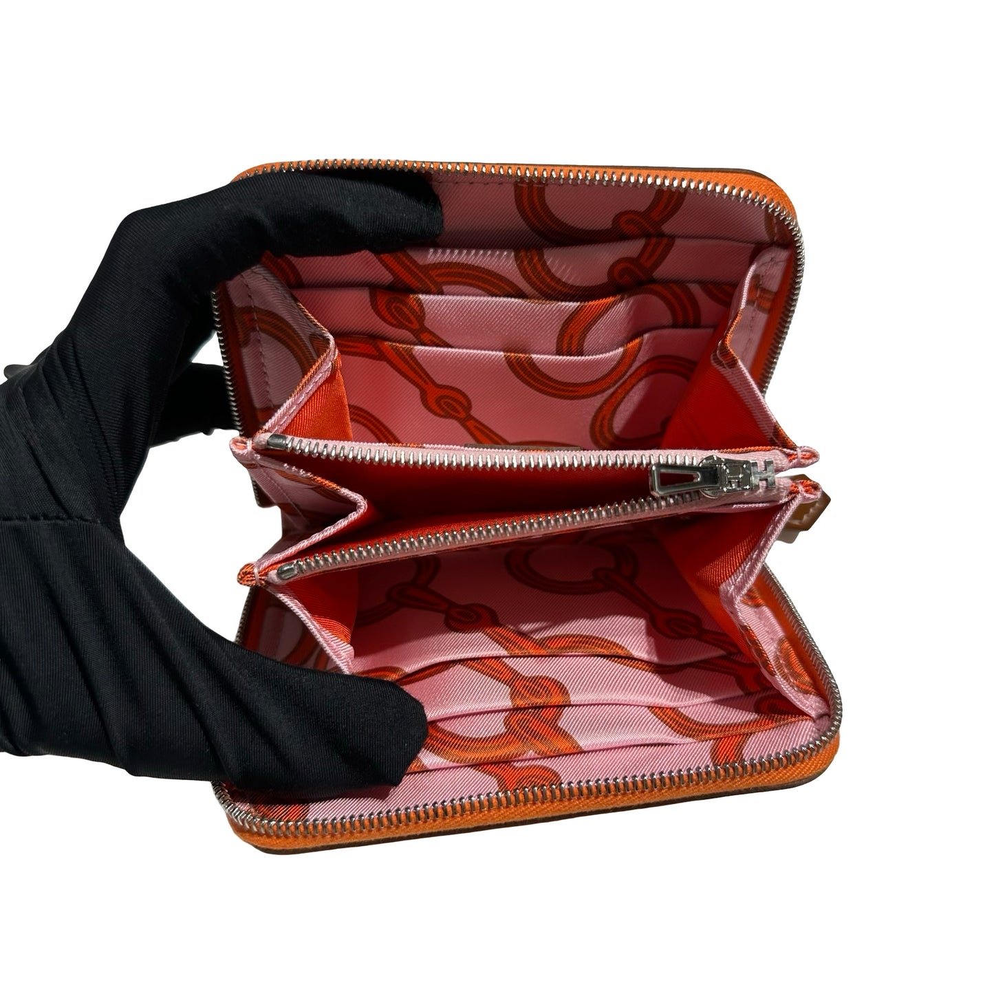 HERMES SILK'IN COMPACT WALLET ORANGE PHW [20004218]