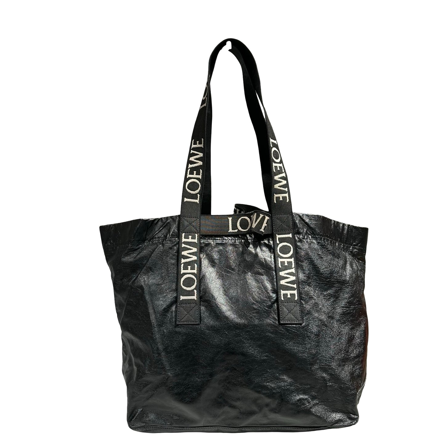 LOEWE FOLD SHOPPER BAG BLACK LAMBSKIN [3001376]