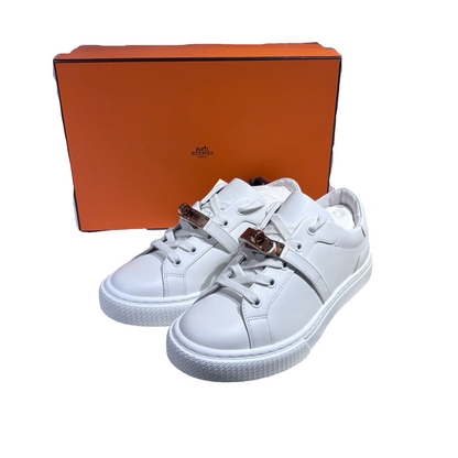 HERMES WHITE ROSE GHW DAY SNEAKERS [3000223]