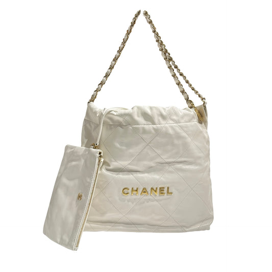 CHANEL 22 SMALL WHITE GHW [3001041]