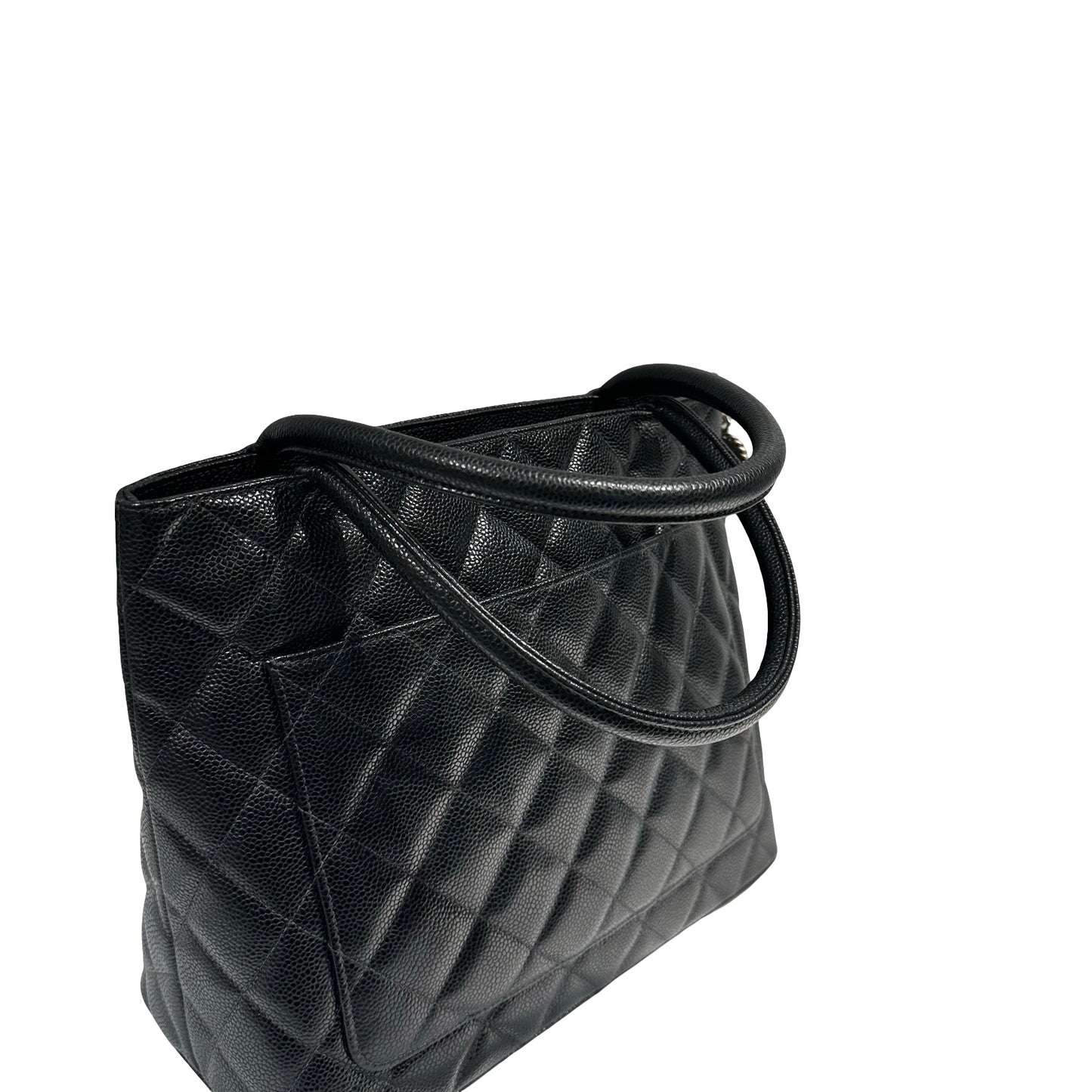 CHANEL BLACK GHW CAVIAR MEDALLION TOTE [3000273]