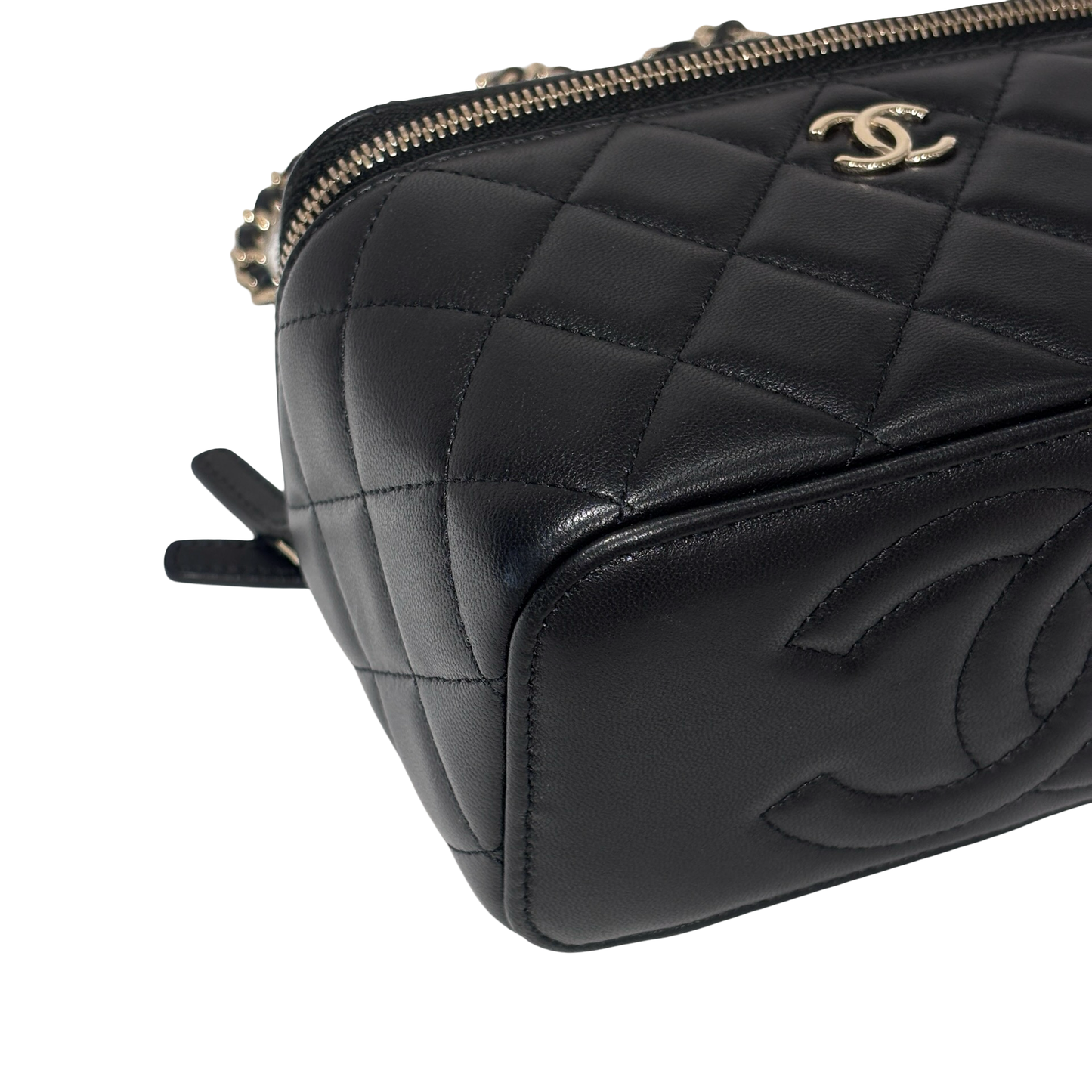 CHANEL VANITY CASE BLACK GHW LAMBSKIN AP2199 [3000210]