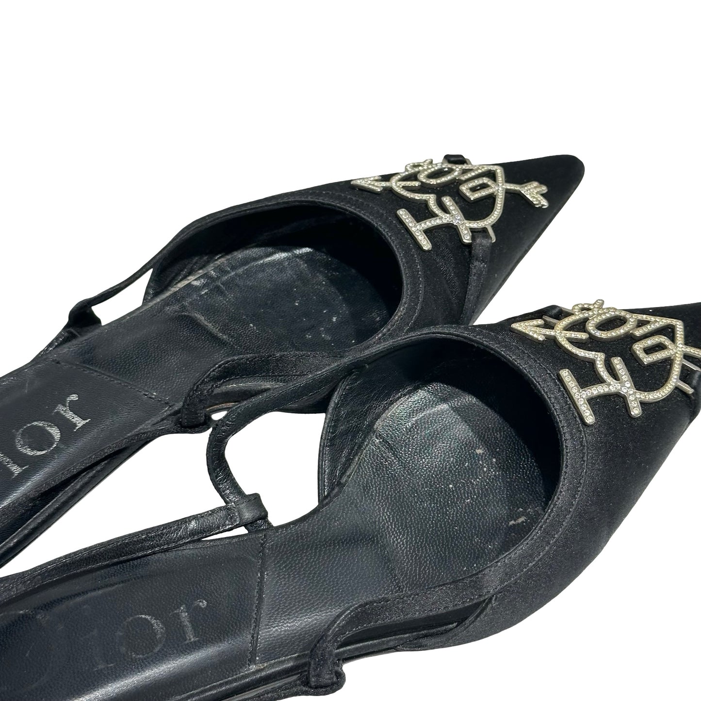 DIOR FLATS BLACK SILK PHW [3001114]