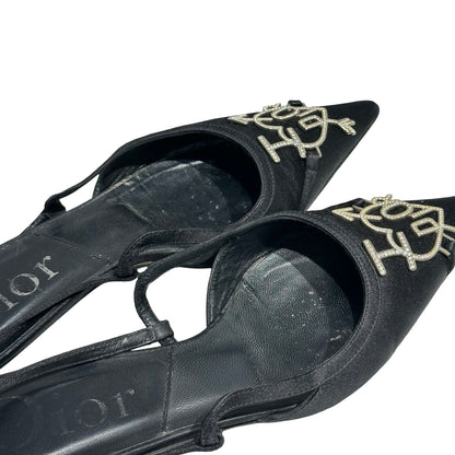 DIOR FLATS BLACK SILK PHW [3001114]