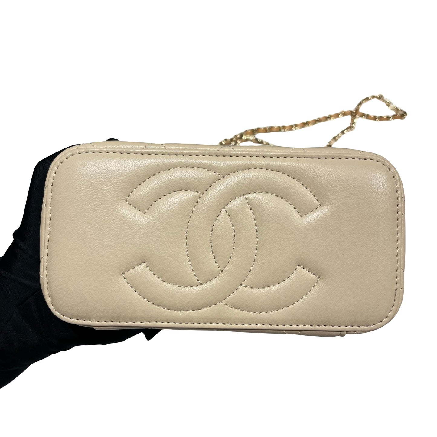 CHANEL BEIGE GHW VANITY WITH HANDLE [3000689]