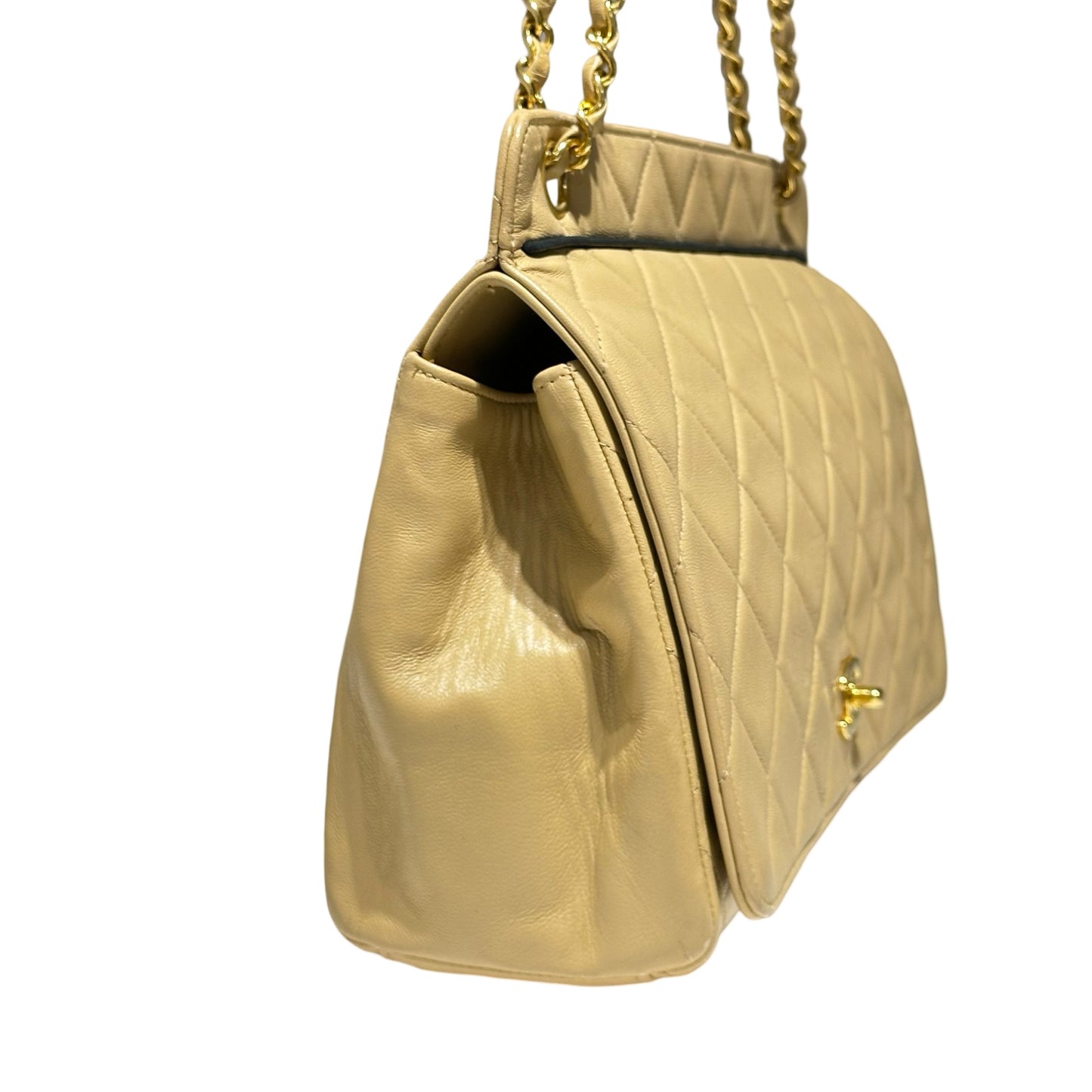 Calf Skin Vintage Chain Shoulder Bag [101618]