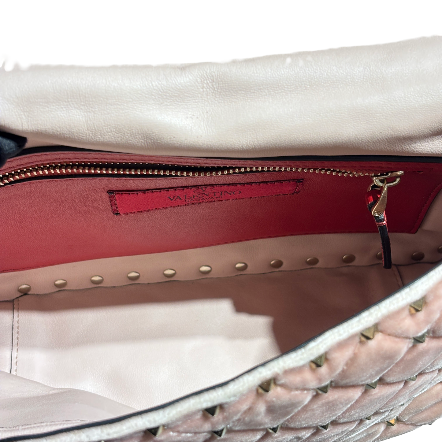 VALENTINO VELVET PINK GHW HANDBAG [3000513]
