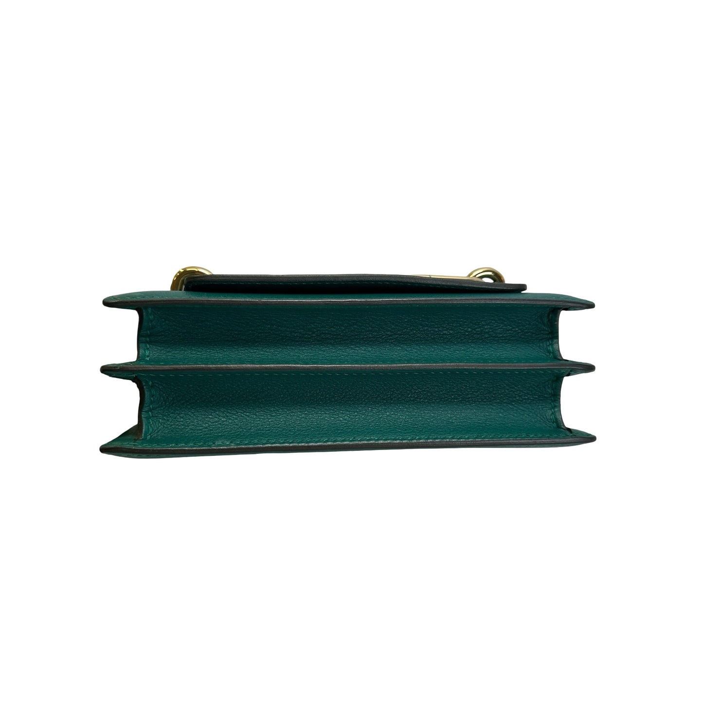 Used HERMES Clemence Mini Roulis Crossbody Bag Green Gold