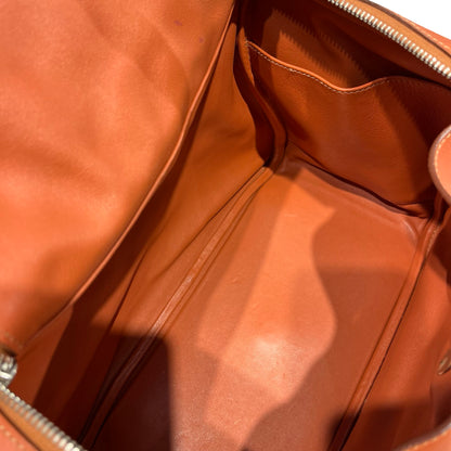 Used HERMÈS Calfskin Leather Lindy 30 Shoulder Bag Orange PHW