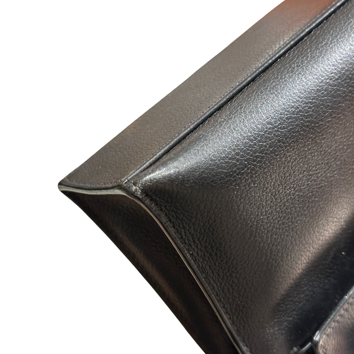 Used HERMES Leather Kelly Pochette Handbag Black Silver