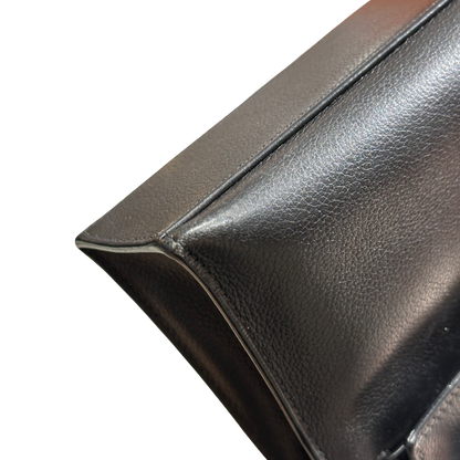 Used HERMES Leather Kelly Pochette Handbag Black Silver