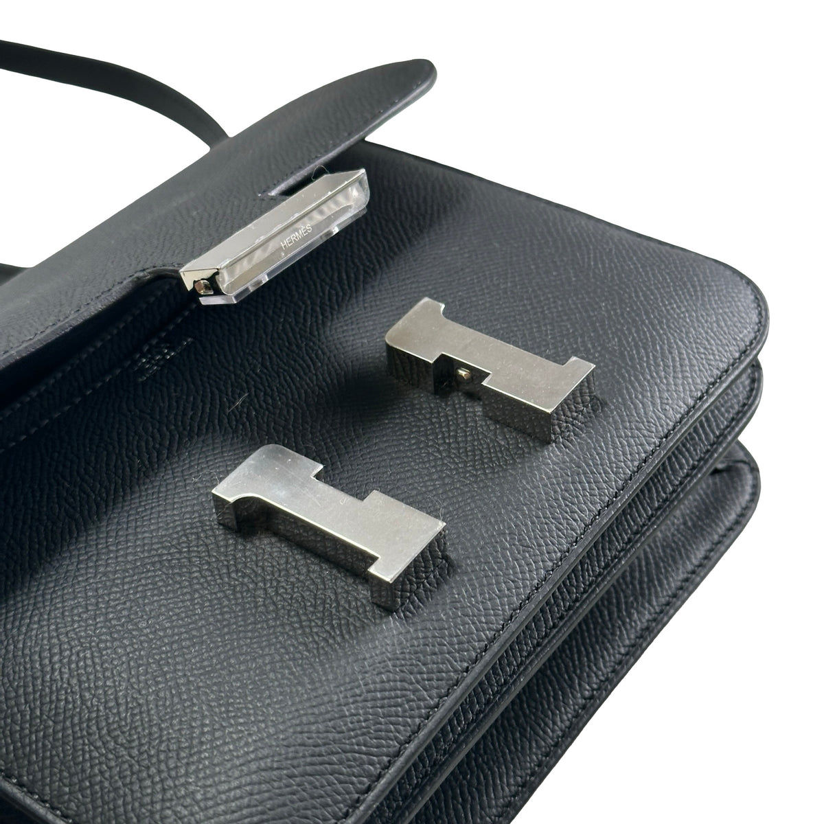 Brand New HERMES Epsom Constance Crossbody Bag Black Silver