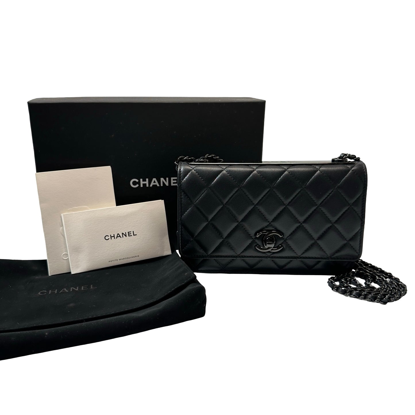 Used Chanel Lambskin Leather WOC Cross Body Bag So Black