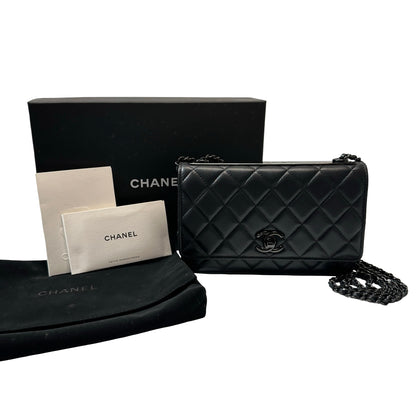 Used Chanel Lambskin Leather WOC Cross Body Bag So Black