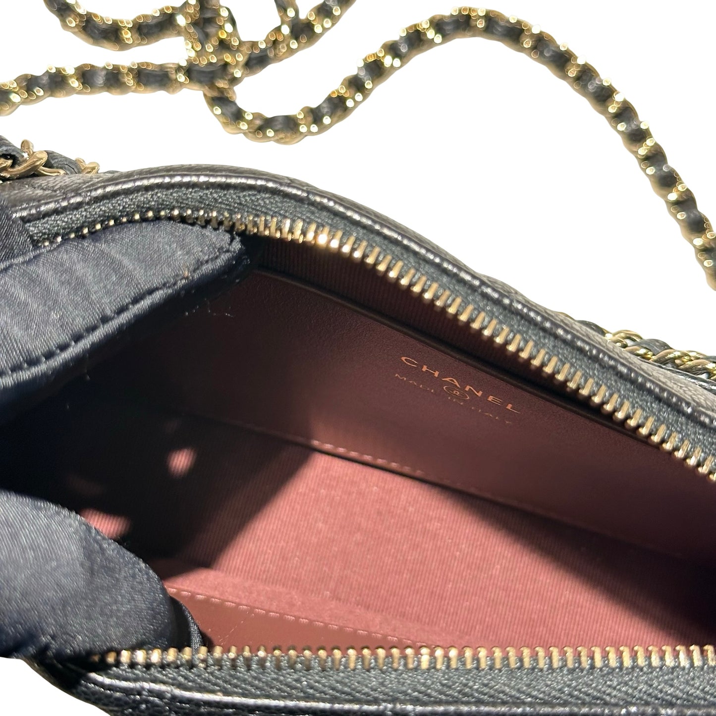 New CHANEL Calfskin Leather Cross Body Bag Black GHW