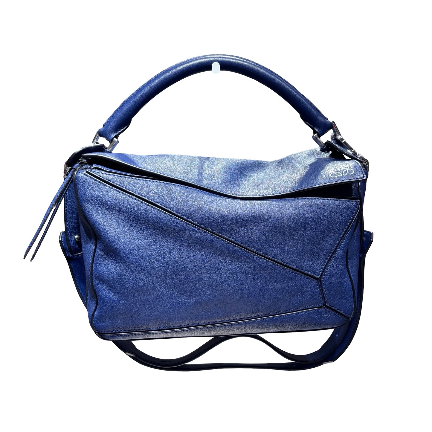 Used LOEWE Calfskin Leather Puzzle Crossbody Bag Navy Blue PHW