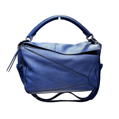 Used LOEWE Calfskin Leather Puzzle Crossbody Bag Navy Blue PHW