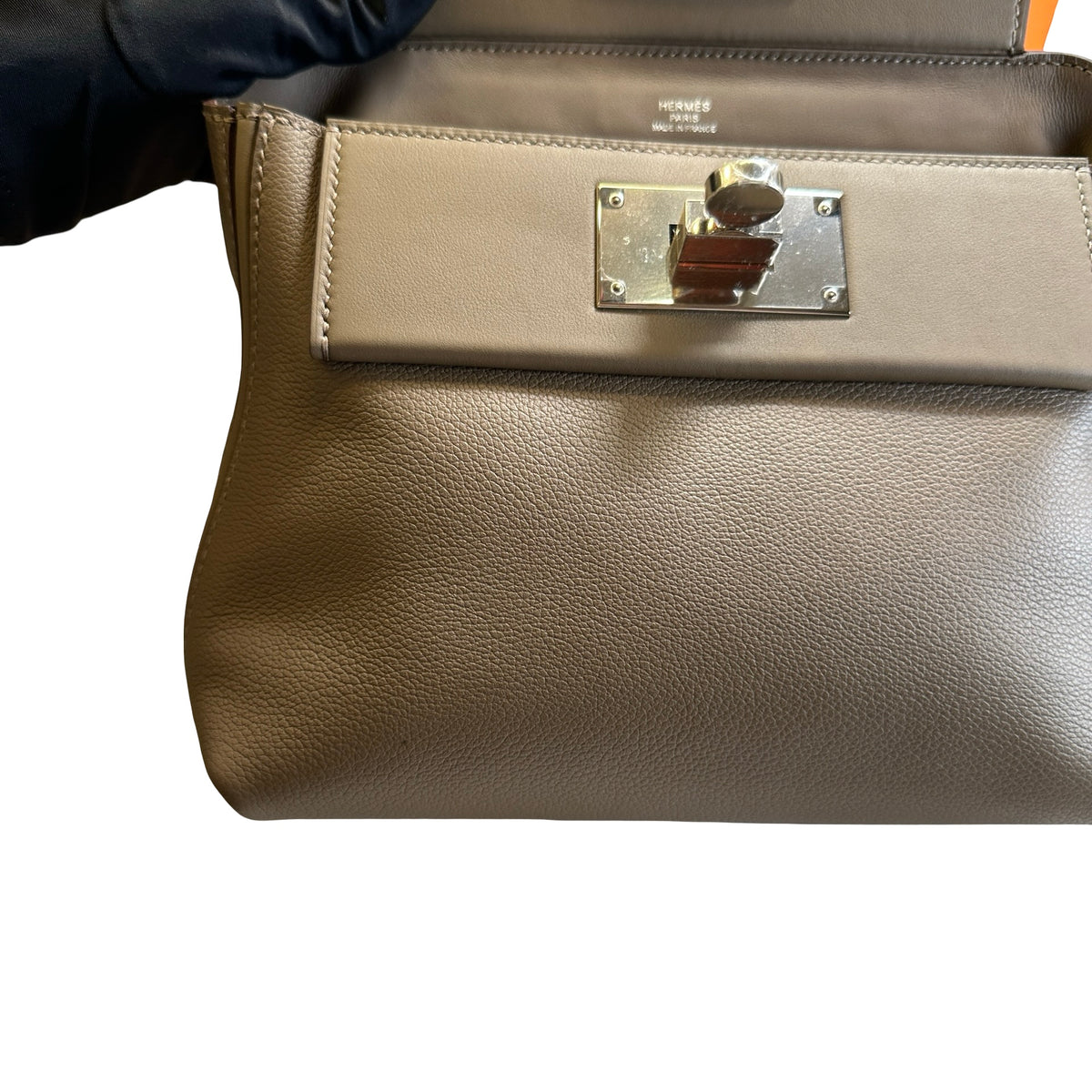 Used HERMES Togo Leather Mini 2424 Handbag ETOUPE/ETOU PHW