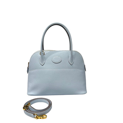 Used HERMÈS BOLIDE 27 Two Way Shoulder Bag Blue GHW