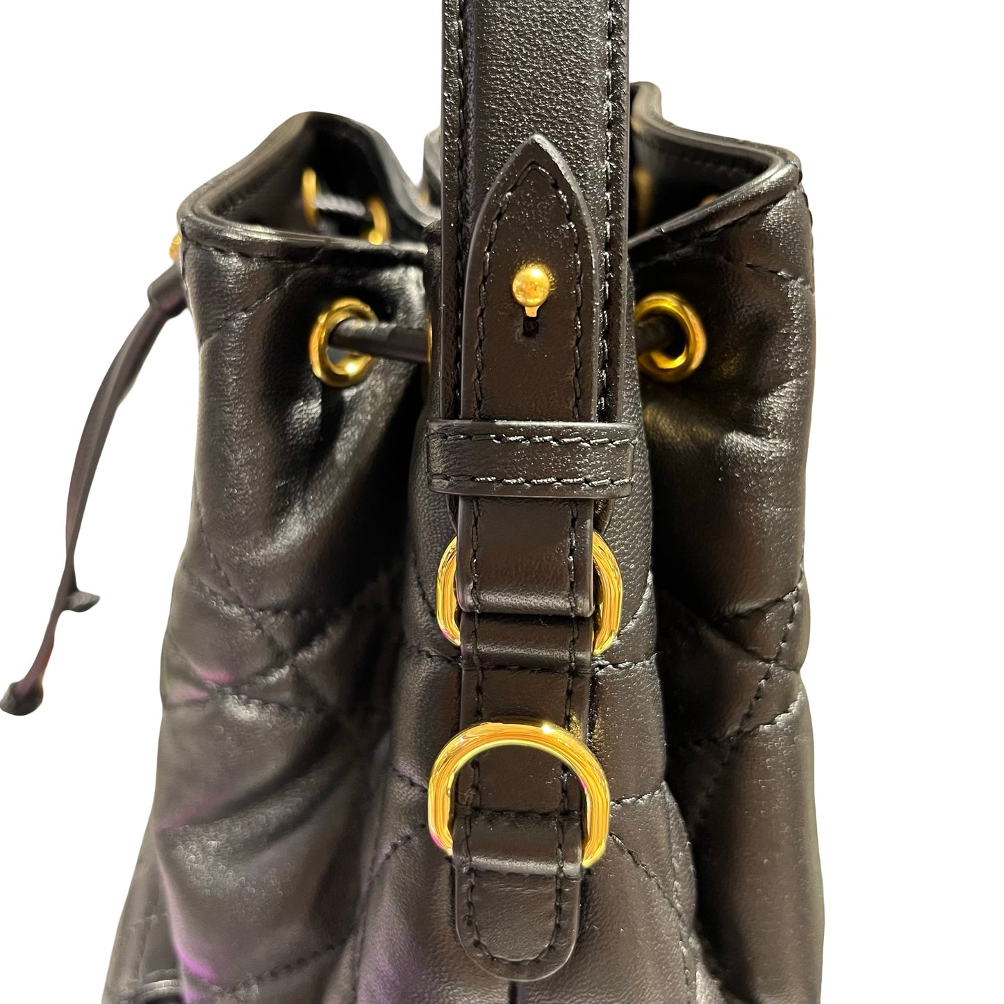 Used DIOR Caro Bucket Bag Black GHW