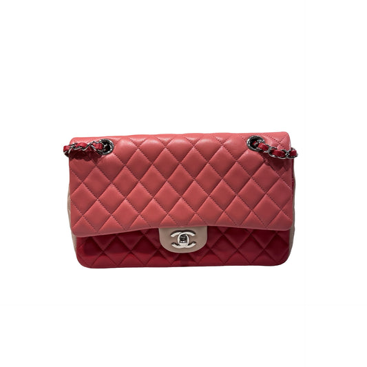 Used CHANEL Lambskin Leather CF Medium 25 Shoulder Bag Pink PHW