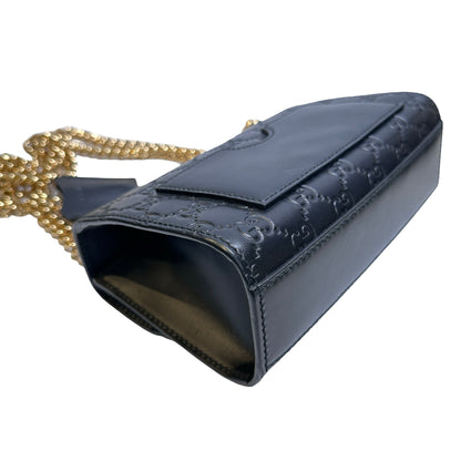 Used GUCCI Calfskin Leather Padlock Shoulder Bag Black GHW
